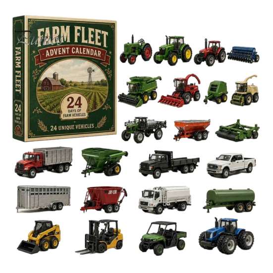 Jouets Tradition de Noël Calendrier de l'Avent Train 24 Jours, Boîte Compte à Rebours avec Mini Véhicule Figurines Festives à Collectionner, Set d'Ornements Acryliques 2D, Cadeau pour