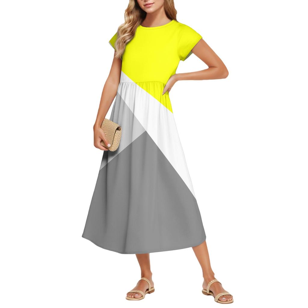 Women's Fashion Temperament Elegant Waisted Floral Casual Dresses