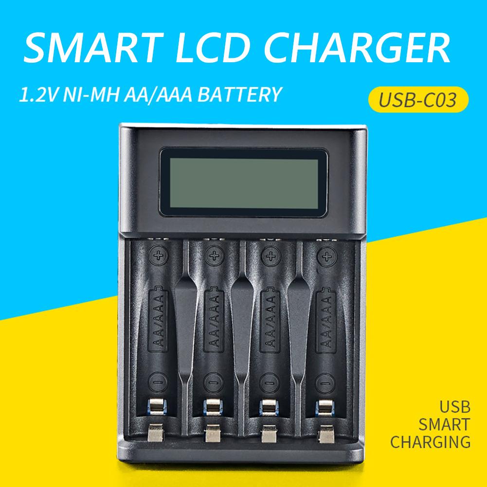 4 Slots LCD Display LCD Battery Charger USB Input AA AAA Rechargeable Battery Charger for NI-MH /NI-CD 1.2V Rechargeable Battery China Mainland