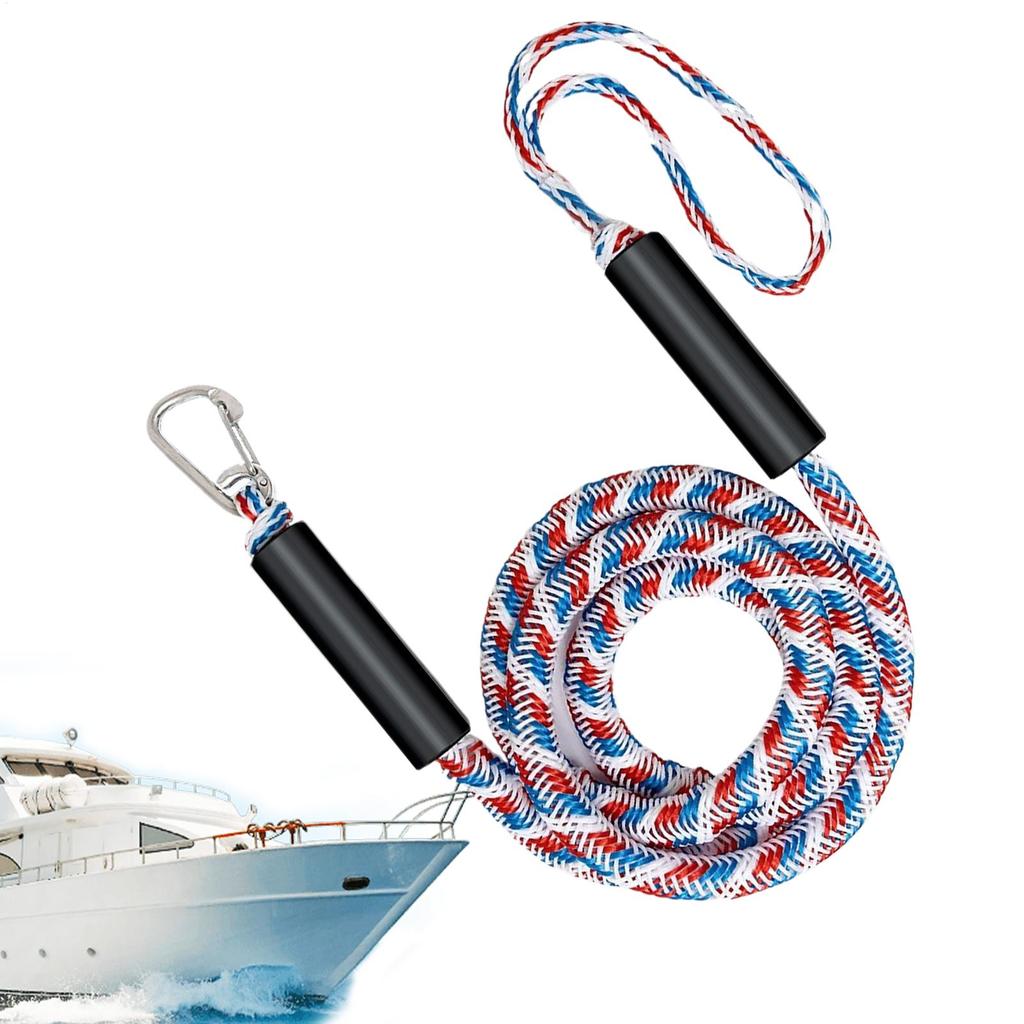 Boat Ropes for Docking Heavy Duty 3.94-5.58 Feet Cords with Stainless Steel Clip Tubing Tow Rope for Lake River Beach Sea Snow