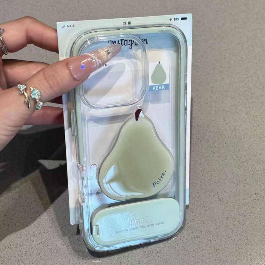 Applicable To iPhone11Pro Colorful Two-in-one Pear Fruit Mirror Folding Bracket Apple 11/11 Mobile Phone Case