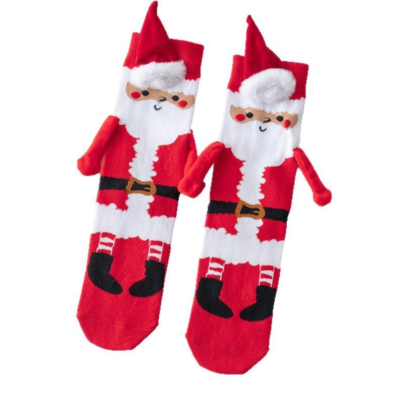 Christmas Cartoon Knit Crew Socks, Festive Santa Tree Gingerbread Pattern Socks Holiday Party Gifts