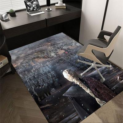 1pc Fire and Blood Office Carpet Chair Mats, Home Decor Mat Fantasy Theme Mat Durable Mat, Dragon Decor,Suitable for Fantasy Theme Lovers