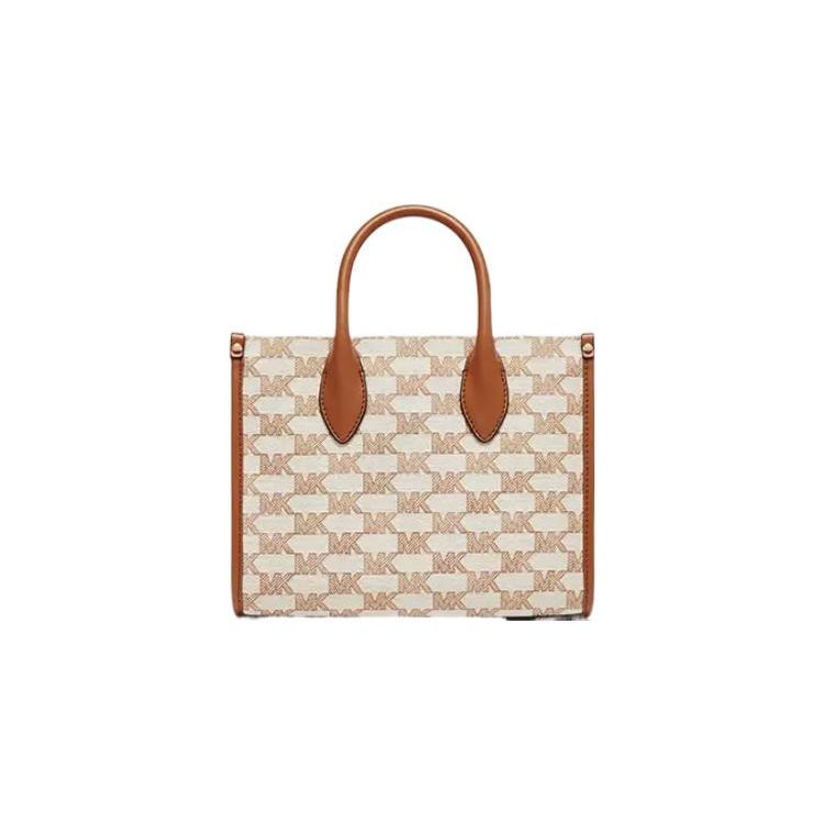 Michael Kors MK Mirella Classic Monogram Print Faux Leather Shoulder Bag Women handbags Beige Brown 35S2G7ZC5J-299