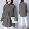 Cotton Plaid Long Sleeved Shirt for Women Spring and Autumn Medium To Long Standing Collar Plus Size Shirt