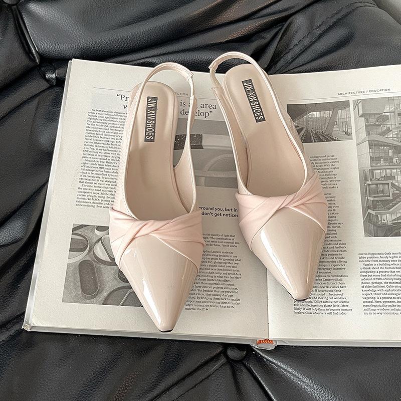 

Beautiful design, pointed back strap, wedge heel, bag head sandals, girls pink platform shoes 40 абрикосовый