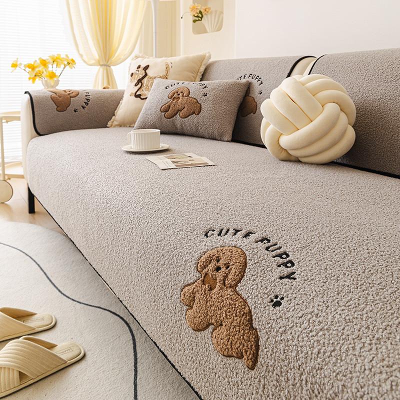 

1pcs Thick Plush Sofa Cushion Cartoon Non-Slip Sofa Cover Dustproof Soft Machine Washable Furniture Protector for Living Room Pillow Cover 30x50cm сірий