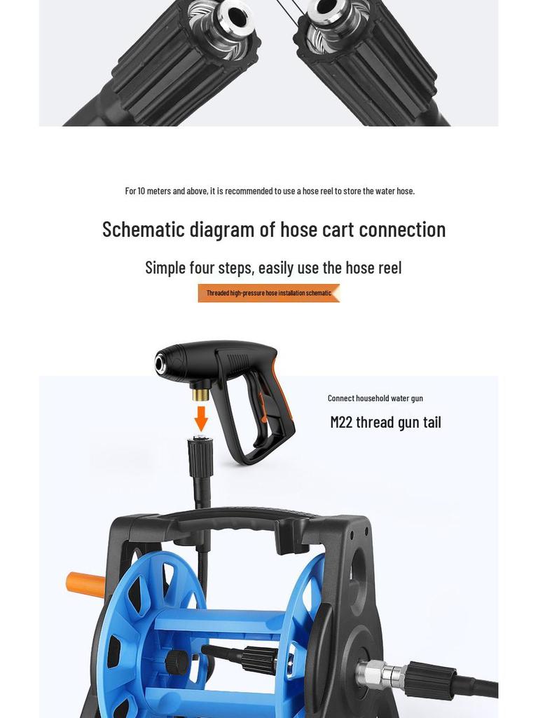 High-Pressure Water Hose Reel & Storage Rack for Car and Household Cleaning