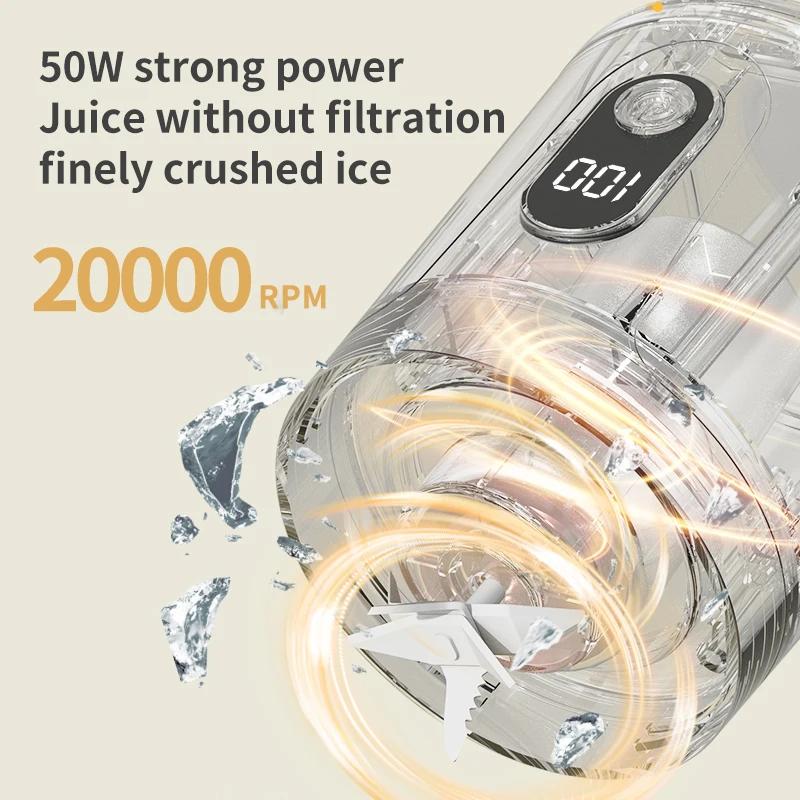 Tragbarer Mixer 600ML Elektrischer Entsafter Fruchtmixer 4000mAh USB Wiederaufladbar Smoothie Outdoor Frischobstmixer Persönlicher Saft