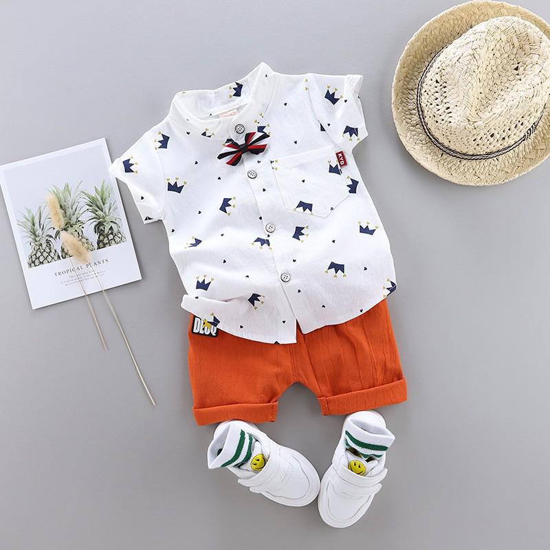 Trendy Summer Two-Piece Infant Boys' Short-Sleeve Outfit