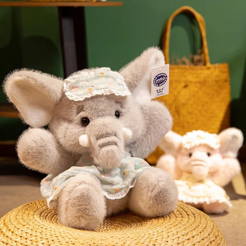 Soft Grey Pink Pajamas Elephant Plush Toys Cute Stuffed  Animals Wear Eye Mask Plushy Hugging Pillow Kid Christmas Birthday Gift
