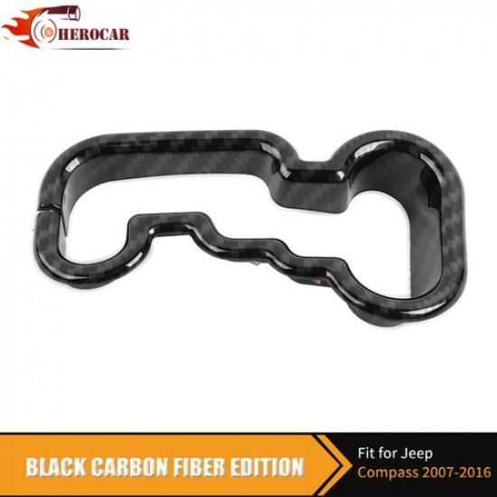Carbon Fiber Inner Gear Shift Knob Frame Cover Trim For Jeep Compass 2007-2016