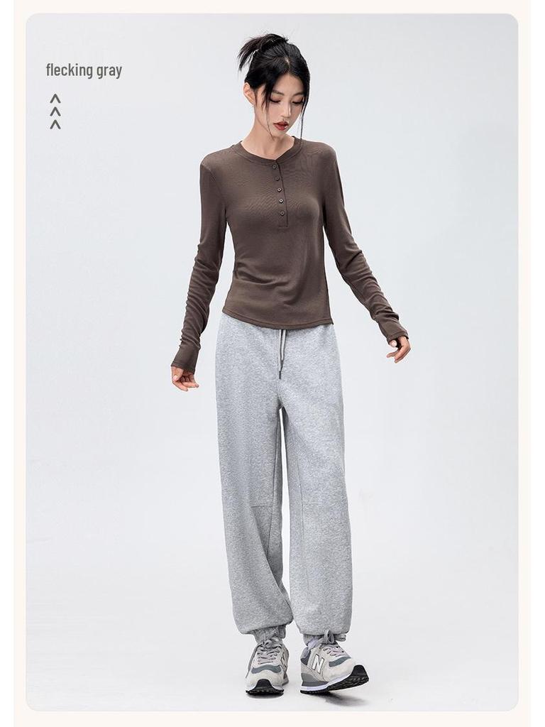 Women's Fleece-Lined Harem Pants: High Waist, Cuffed, Solid Color Sweatpants for Autumn/Winter