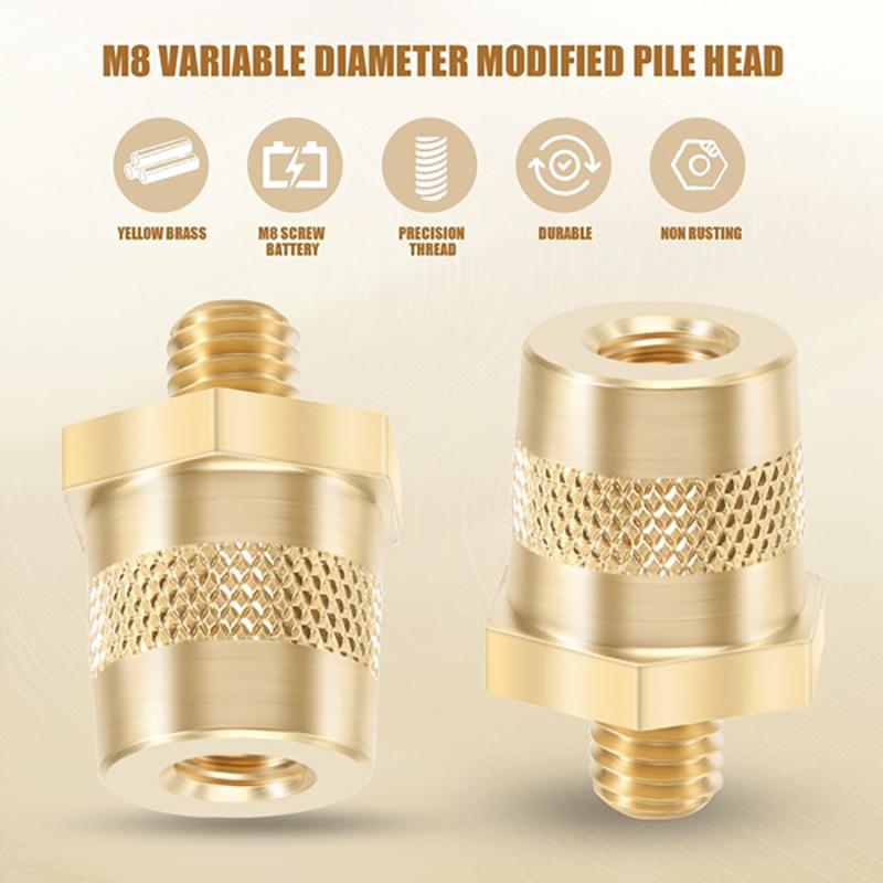 1Pair M8 Battery Pole Adapter Brass Terminal Bolt Connectors Car Battery Connection Terminals With Stainless Screws
