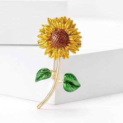 Literary Alloy Enamel Sunflower Brooch Fresh And Versatile Women'S Suit Shirt Corsage Ornament Pin