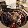 1pc Lion Emblem Chair Carpet for Office Non-Slip, Soft & Comfortable, Carpet for Office, Gaming, Lightweight Round Floor Mat
