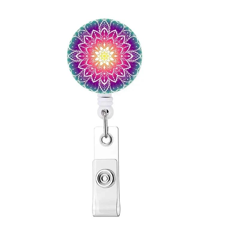 Retractable Badge Holder Reel Clip Marble Print Nurse Exhibition Card Holders Woman Doctor ID Card Chain Clips
