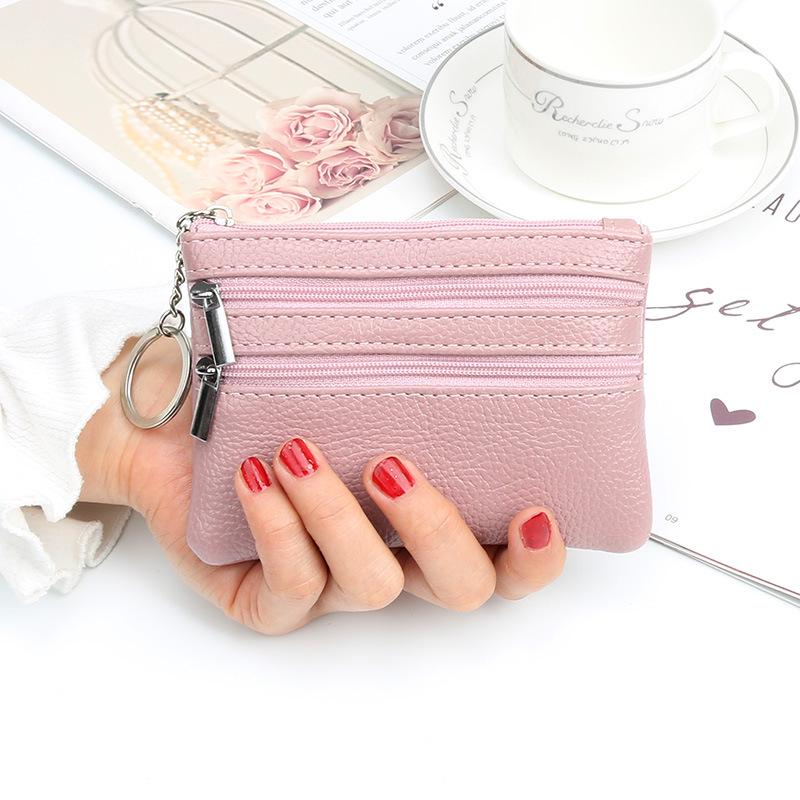 Women's Lychee Pattern Coin Purse & Cosmetic Storage Bag with Zipper and Card Holder