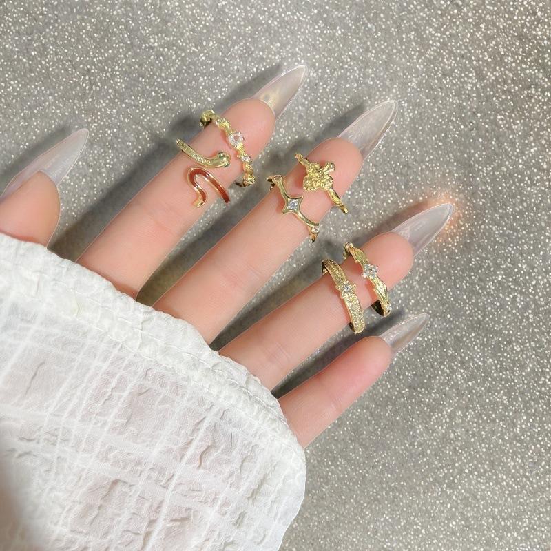 Minimalist Serpentine Full Diamond Zir*****Pen Ring Niche Personality High Sense Light Luxury Exquisite Ring Woman