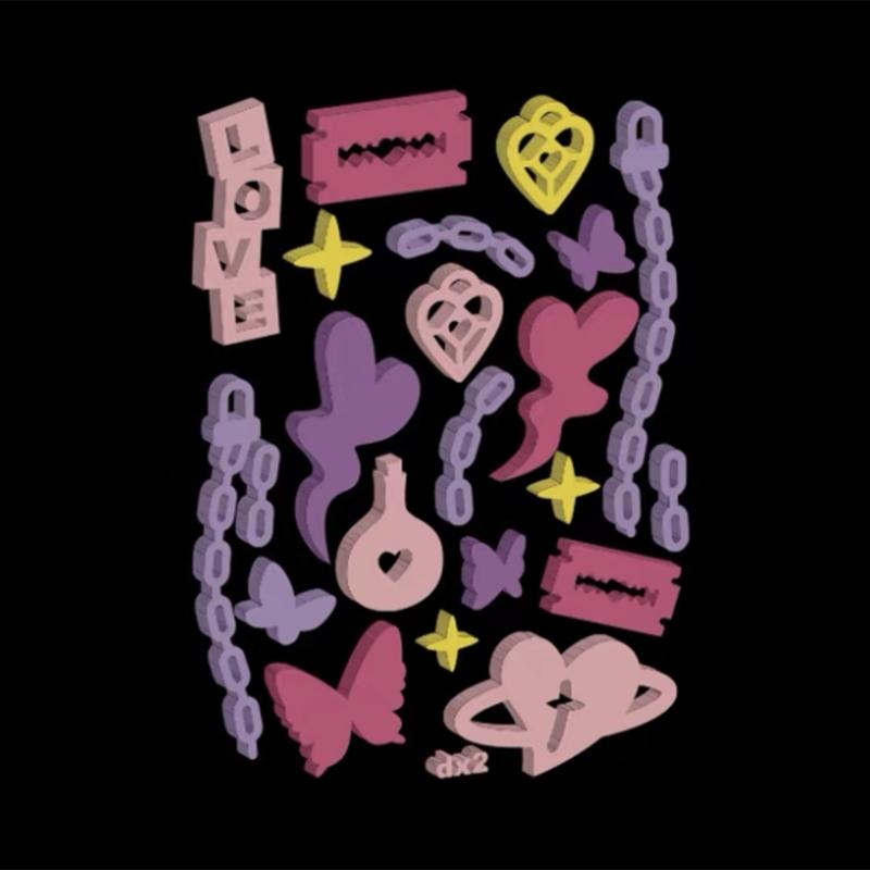 Filler Various Symbols Love Butterfly Chain Silicone Mold Keyring Pendant Handmade Ornament Mold for Birthday Gift