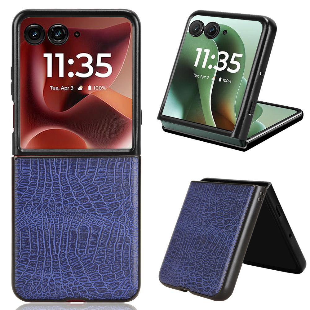 For Motorola Razr 60 Ultra 5G Case Crocodile Texture Leather Coated Hard PC Phone Cover