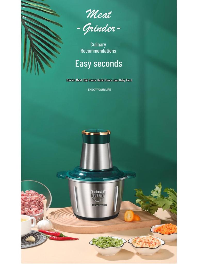 Compact 3L Stainless Steel Electric Meat Grinder & Food Processor