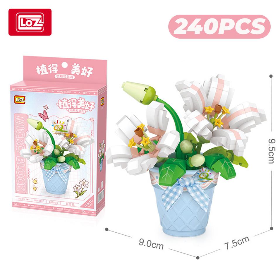 Non-Toxic Loz 3D Bouquet Succulent Plant Cactus Building Block Flower Toy Home Decoration Plant Bricks Rose Assembly Brick Toys Children