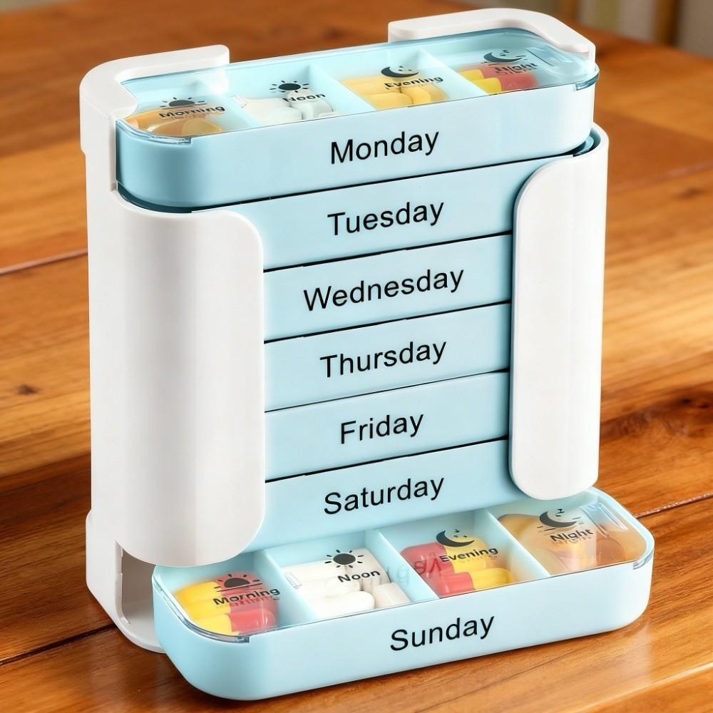 Large Capacity 7-Day Pill Box Sealed Travel Pill Case Weekly Pill Organizer  Travel Home Use
