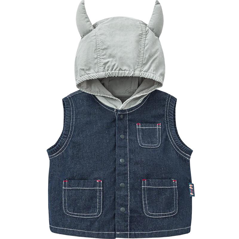 minibala Kids  Pure Cotton Hooded Denim Outerwear 90