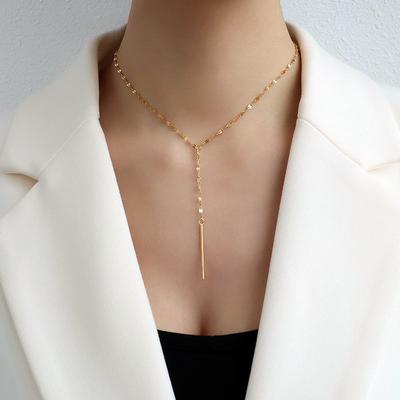Korean Version Dongdaemun Cold Wind Temperament Collarbone Chain Female, Fashionable Lip Chain Geometric Y-shaped Long Bar Pendant Item