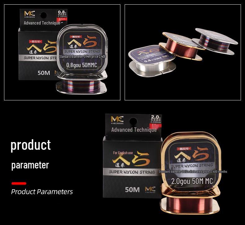 50m Nylon Anti-Kräusel Verschleißfeste Angelschnur - Hochwertige Importierte Seide für den Wettfischfang