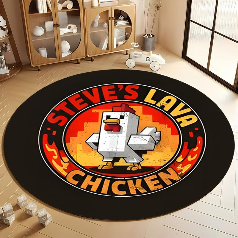 

Pixelated Chicken Rug for Game Room or Kids Space round carpet for home sofa bedroom, gift Diameter 60cm