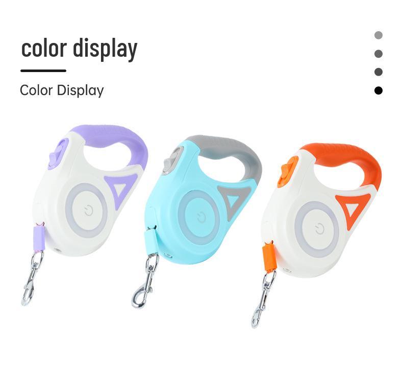 5M Retractable Anti-Pull Dog Leash with Light for Small to Medium Dogs