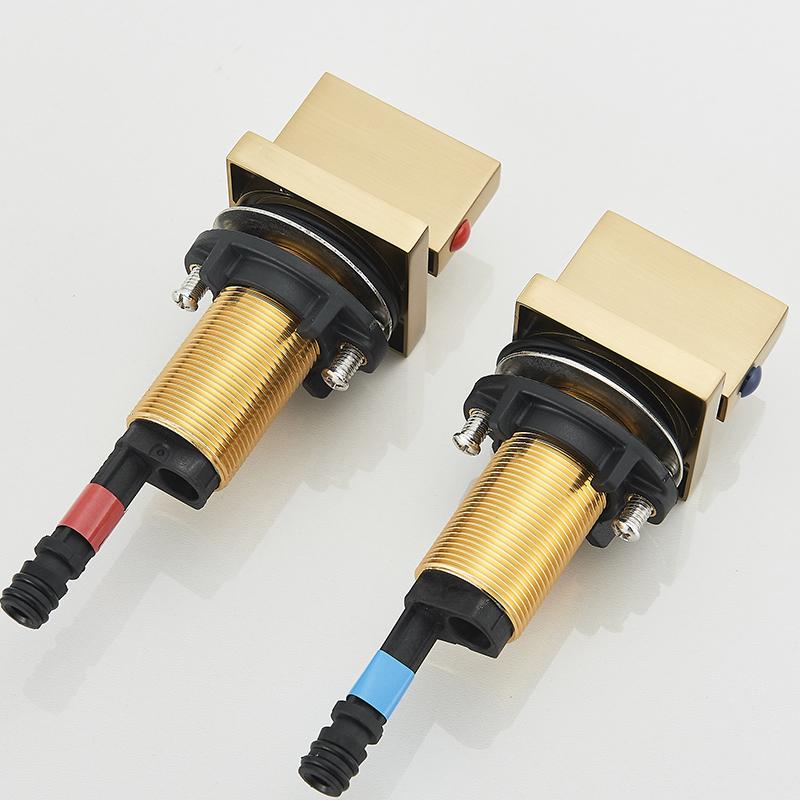 Basin Type Faucet Brass Polished Black deck installation Square Bathroom Sink Faucet Three Hole Dual Handle Cold and Hot Faucet