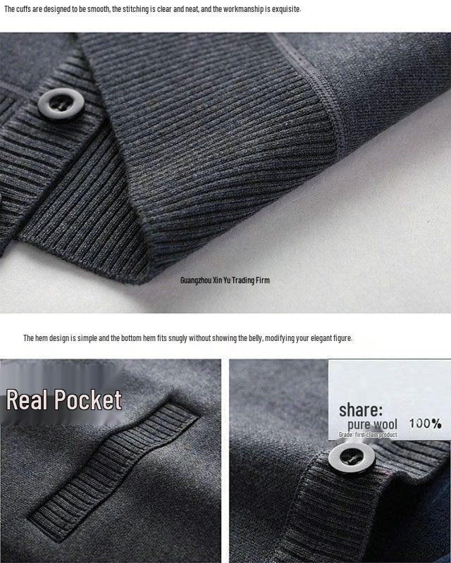 Men's V-Neck Thick Fleece Cardigan: Warm Knitwear for Dad and Grandpa