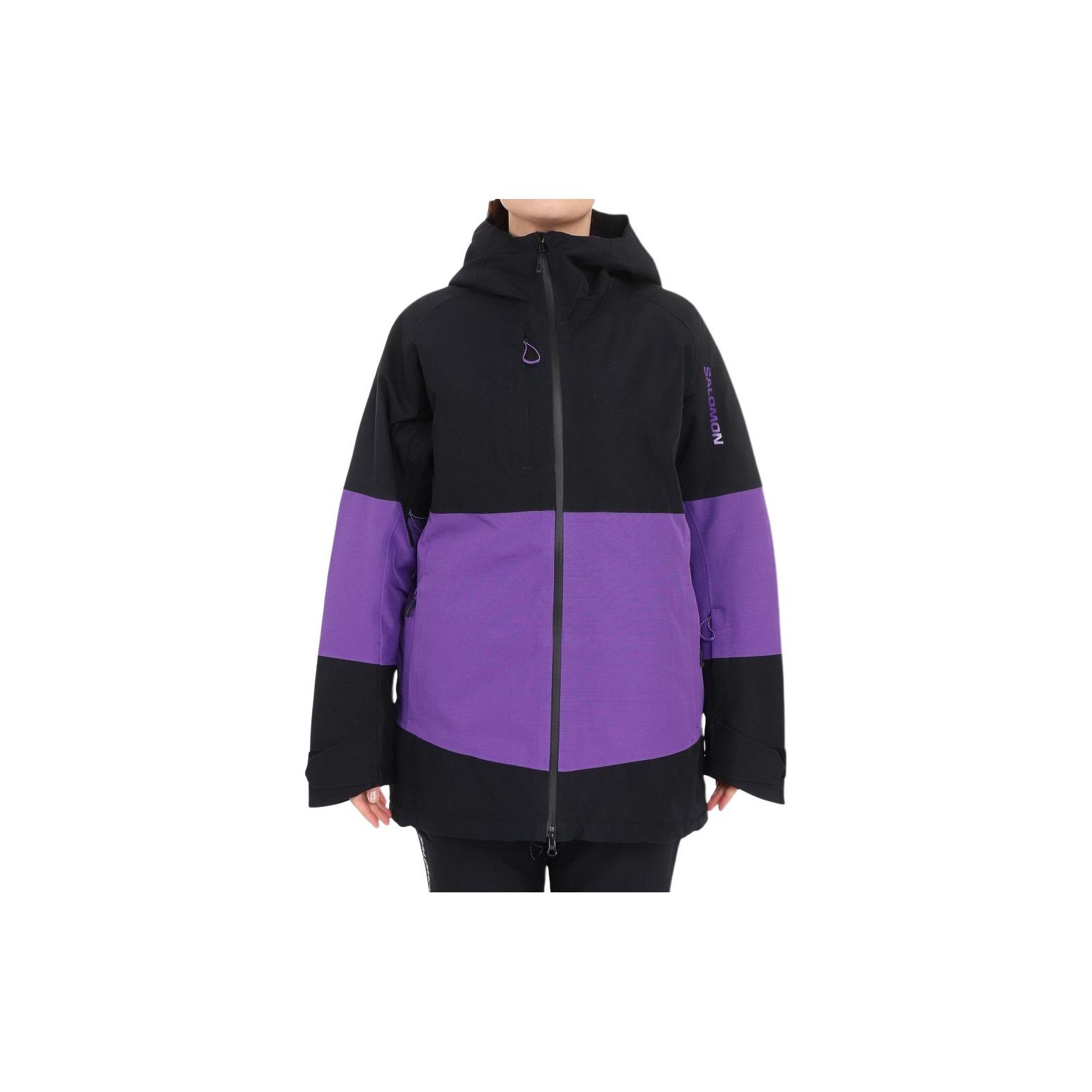 

SALOMON Bashley Puff Повседневная куртка с капюшоном на молнии, приталенная, с длинным рукавом, женская куртка, черная LC2146200 S