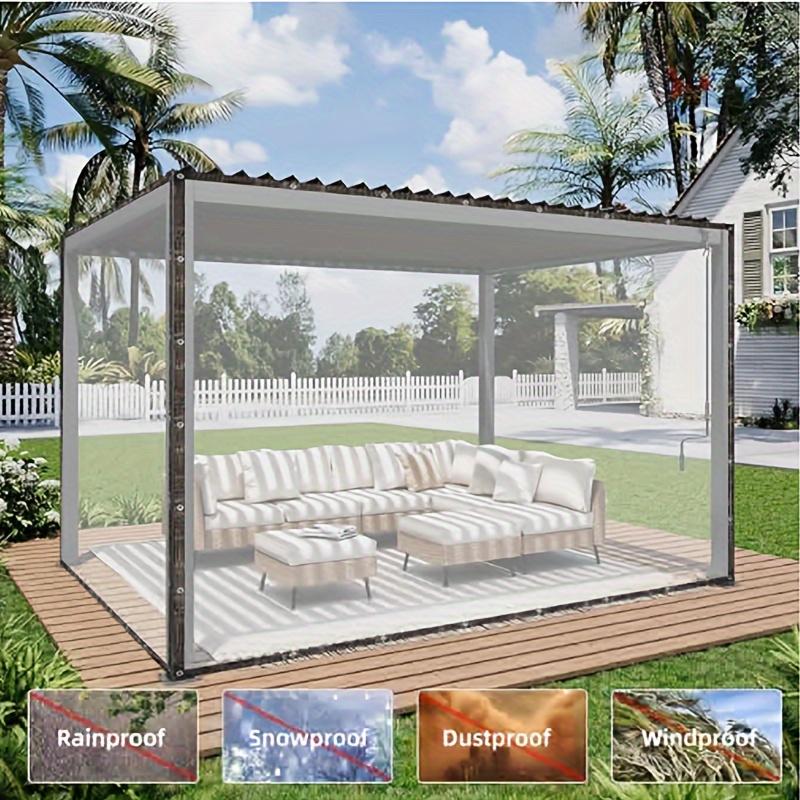 

Transparent Tarp, Clear Waterproof PE Cover for Balcony, Garden, Camping, Pool, Anti-Slip Reinforced Tarpaulin for Outdoor 200x200cm прозорий