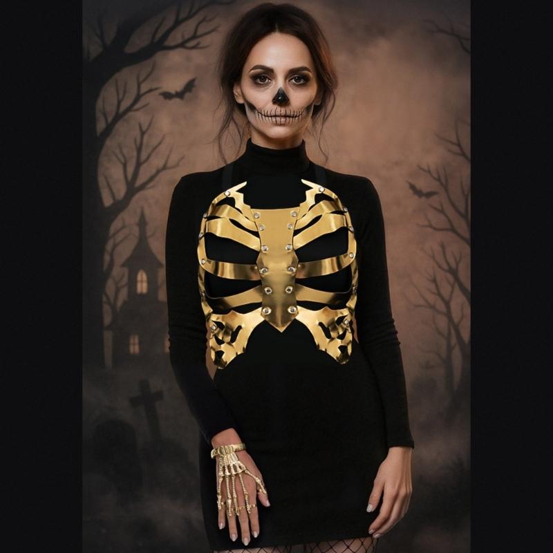 Leather Skeleton Handmade Bone Jewelry Secure Closure Design For Cosplay Event And Gothic Fashion