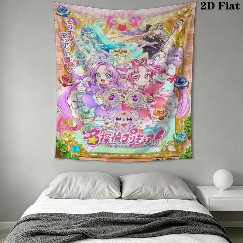 Pretty Cure Wall Tapestry Aesthetic Wall Hanging Printed Fabric Blanket Decorative Tapestries for Bedroom Living Room Home Decor