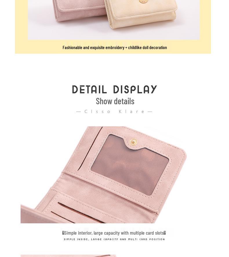 Women's Trendy Korean Style 2025 Wallet - Cute, Simple, Fresh, and Student-Friendly Folding Money Clip
