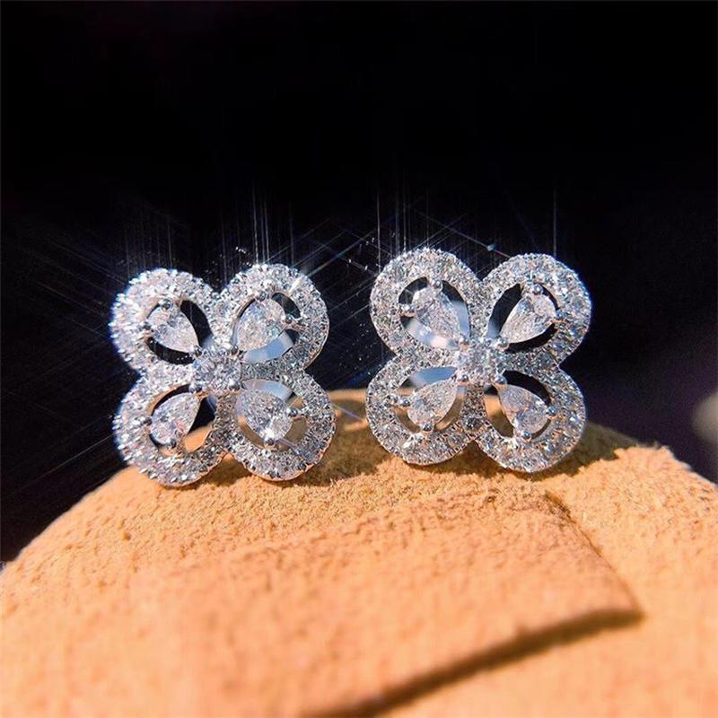 Zarte Blumenstecker für Damen Trendiger Schmuck für Hochzeit Brautaccessoires Funkelnde Zirkonia Elegant Weiblich