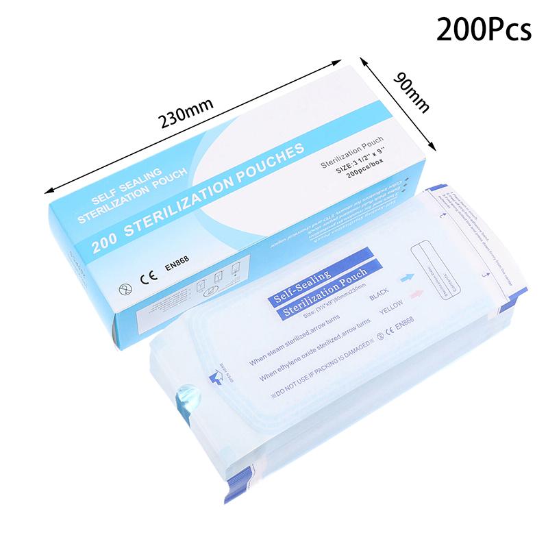 200Pcs Self-Seal Sterilization Pouches 6 Sizes Medical-Grade Autoclavable Bags Instrument Disinfection Bag Dental Supplies