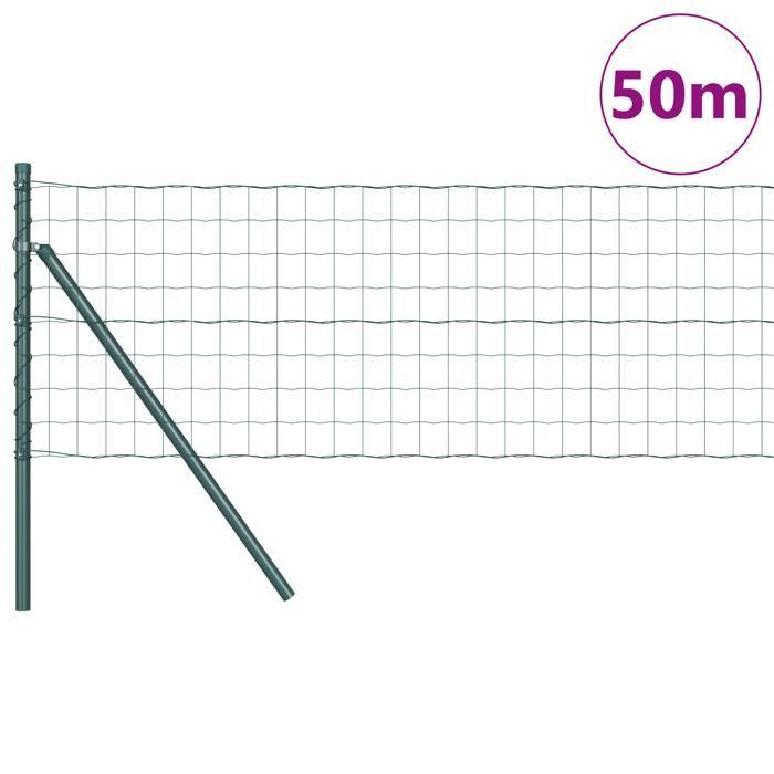VidaXL Euro Fence with 13 Posts 0.4x50 M Galvanized Steel Green 3350359
