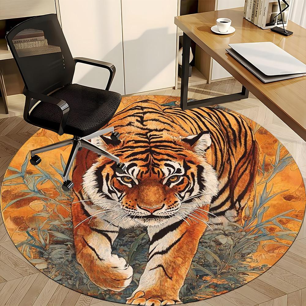 1pc Tiger Print Chair Carpet for Office Non-Slip Mat for Office - Decorative Floor Mat  yy251030244