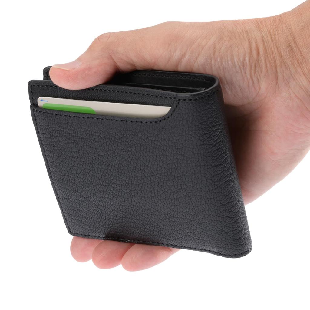 Milagro Himeji Goat Leather Bifold Wallet with Coin Purse (Men's Bifold Wallet with Coin Purse, Himeji Leather, Genuine Goat Leather) EA-MI-203 (Navy)