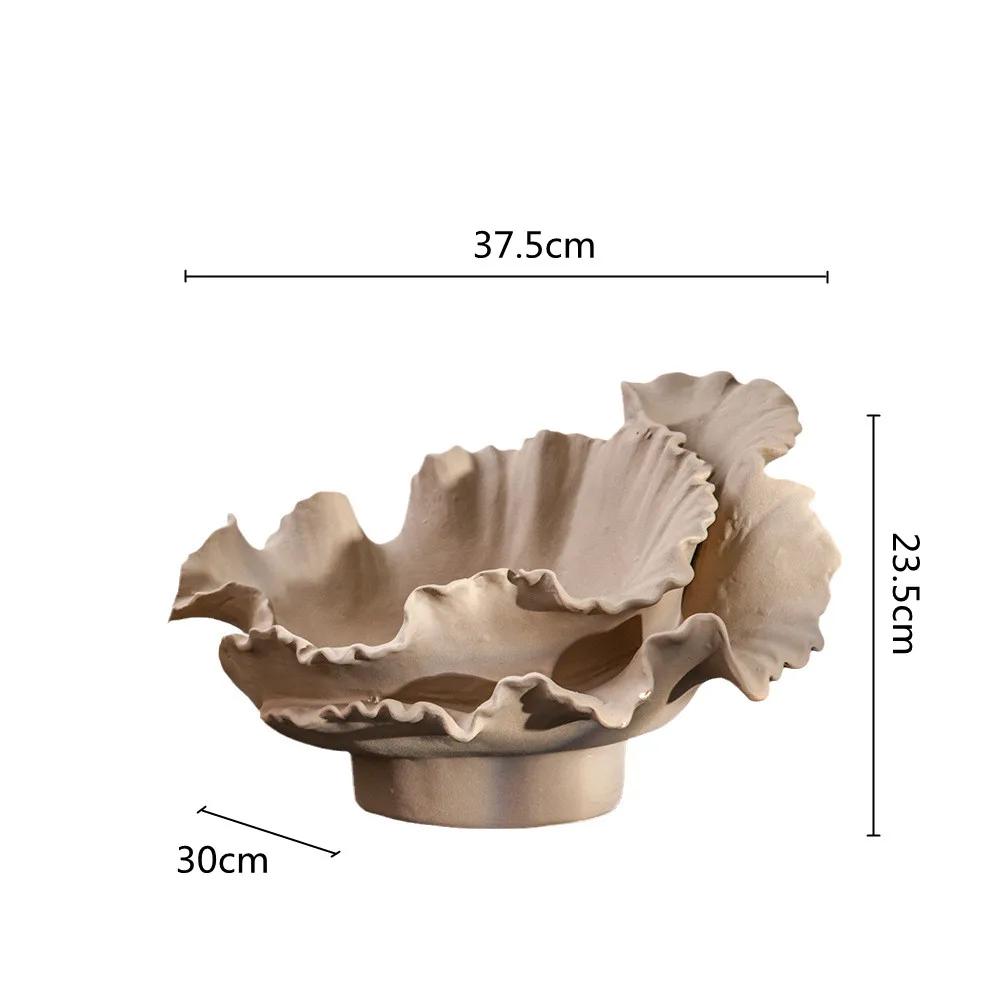 Ceramic Vase Fold Pattern Irregular Flower Wavy Shape Flower Pot Fruit Dish Desktop Storage Organization Home Decoration