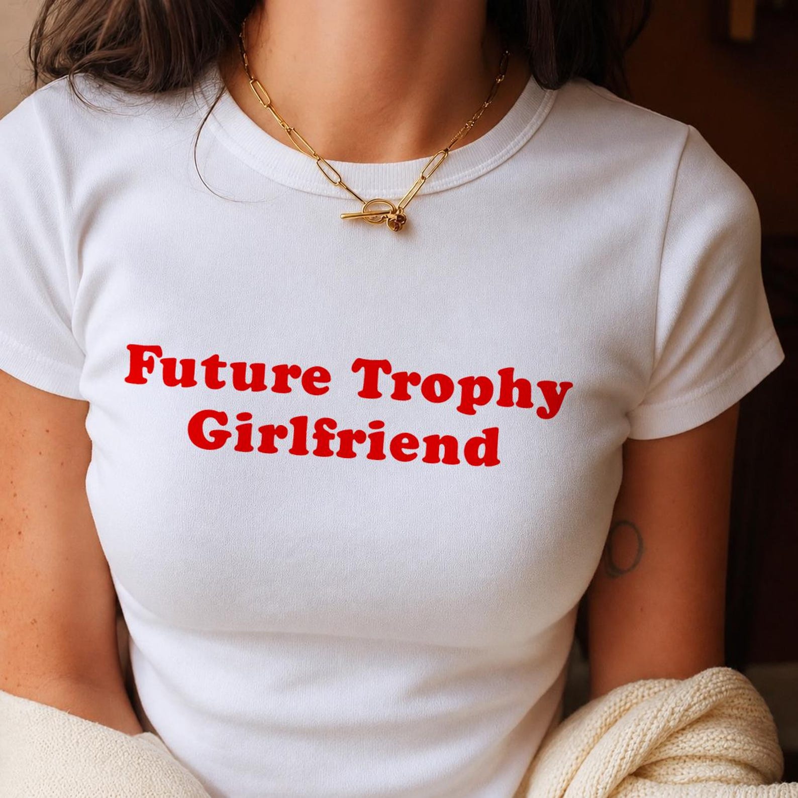 Future Trophy Girlfriend Baby Tee, Cute Crop Top, Y2K Aesthetic Graphic Shirt, Flirty Girly Statement Tee, Hot Girl Tee 2XL