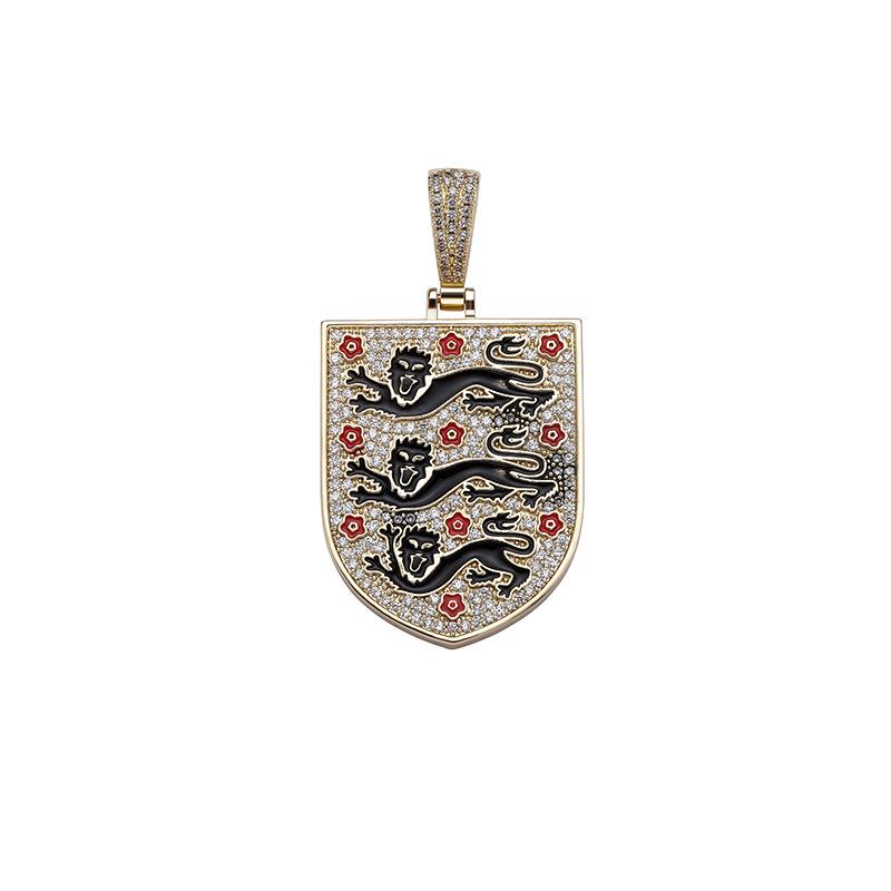 European & American Hip-Hop Football Club Badge Pendant with Colorful Drip Oil - Fan Commemorative Medal Necklace
