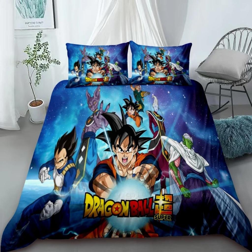 2026 Hot Sale Japanese Anime Dragon Ball Son Goku Bedding Set Quilt Cover Twin Full Bedroom Bed Decor for Teens Best Gifts