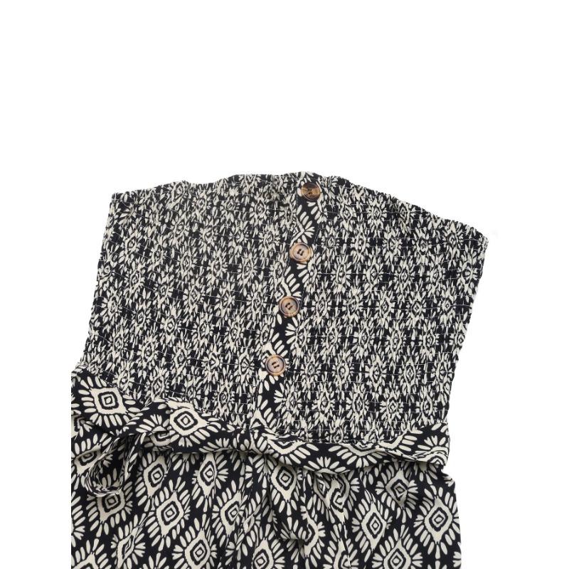 Ethnic Style Holiday Jumpsuit 2025 Summer New Printed Strapless Jumpsuit